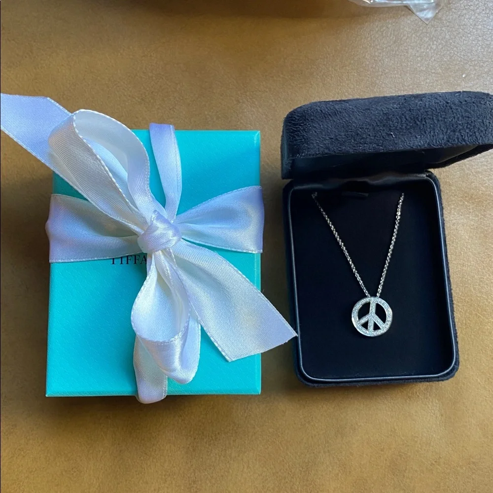 Platinum and diamonds Tiffany & Co. 18” peace necklace - Picture 2 of 7